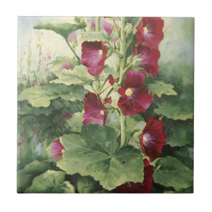 0536 Burgundy Hollyhocks Tile