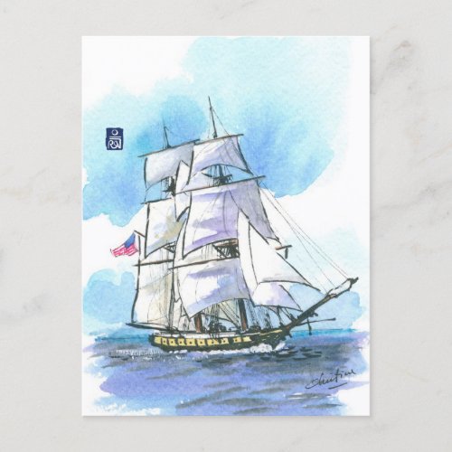 053 US Brig Niagara Sailboat Postcard