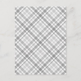 056 PLAID WHITE BLACK GREY GRAY PATTERN BACKGROUND POSTCARD