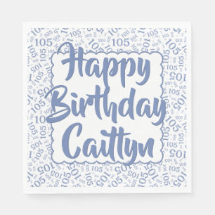 05 Birthday Number Pattern Scallops Blue/White Napkins