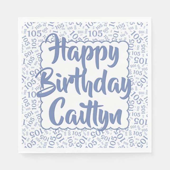 05 Birthday Number Pattern Scallops Blue/White Napkins (Front)