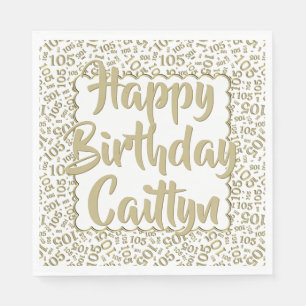 05 Birthday Number Pattern Scallops Gold/White Napkins
