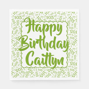 05 Birthday Number Pattern Scallops Green/White Napkins