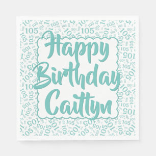 05 Birthday Number Pattern Scallops Teal/White Napkins