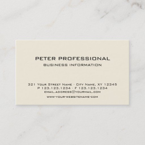 Customizable 05 Modern Professional Business Card ivory cream