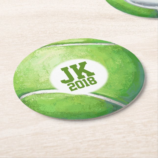 05of12 Disposable Tennis Ball party Round Paper Coaster (Angled)