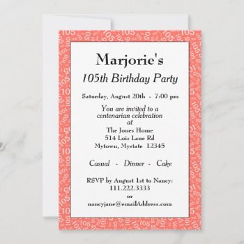 05th Birthday Party Coral/white Number Pattern Invitation by NancyTrippPhotoGifts at Zazzle