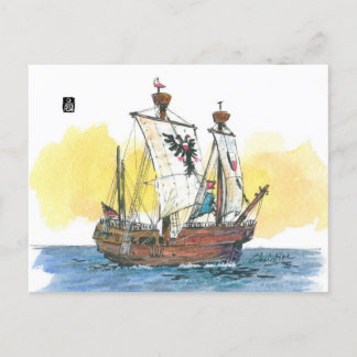 (066) Lisa von Lubeck Medieval Caravel Postcard