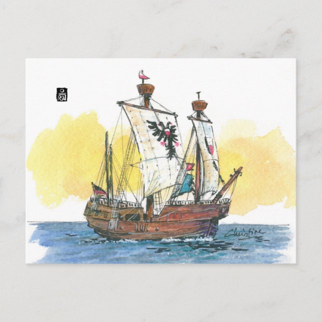 (066) Lisa von Lubeck Medieval Caravel Postcard (Front)