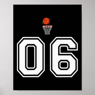 06 Number Basketball Style Vintage White Premium Poster