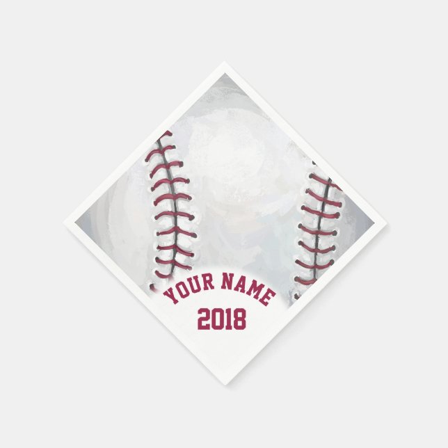 06of12 Black and Red Baseball Themed Napkins (Corner)