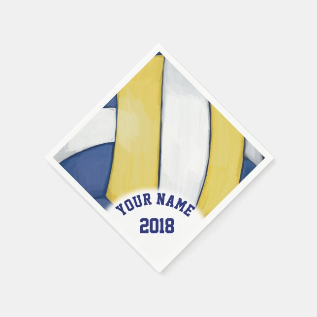 06of12 Blue and Yellow Volleyball Themed Napkins (Corner)