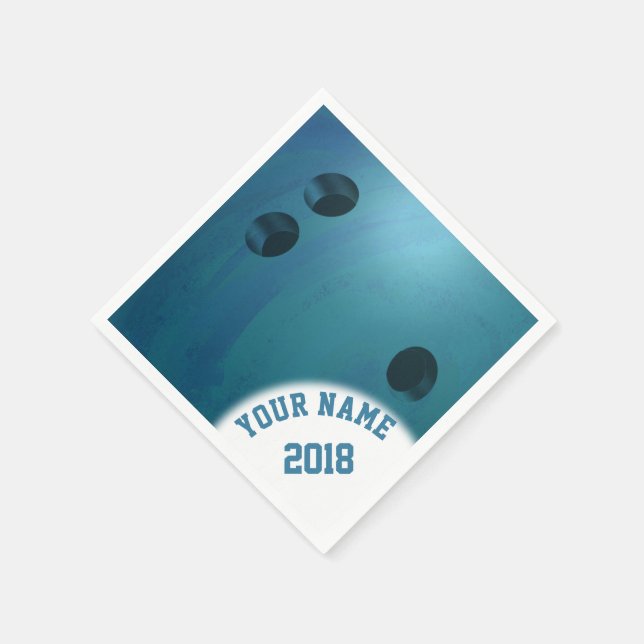 06of12 Blue Bowling Ball Themed Napkins (Corner)