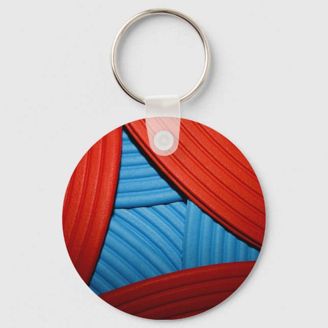 07 Blue & Red Abstract Pyramid Keychain (Front)