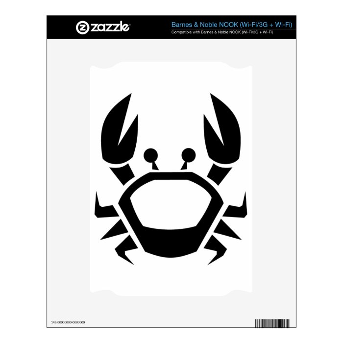 08122006 BLACK WHITE CRAB TATTOO TRIBAL GRAPHICS L DECAL FOR THE NOOK