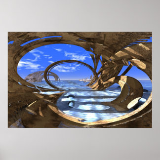 #08-02 Neolothic Caribbean: Surreal Fractal Cave Poster