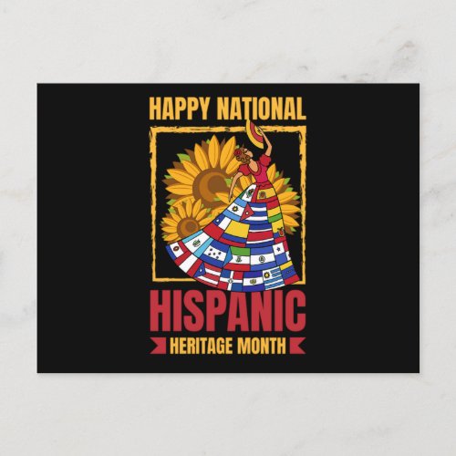 08National Hispanic heritage Month all countries Announcement Postcard