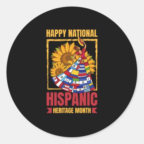 08National Hispanic heritage Month all countries Classic Round Sticker