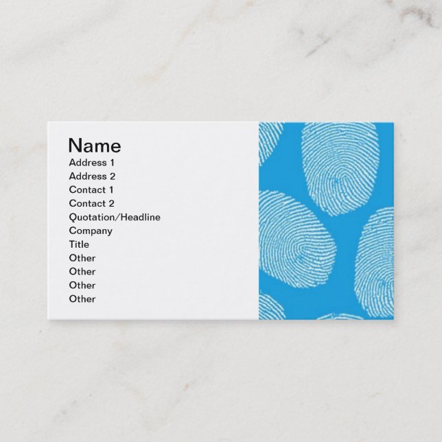 090906-investigation BLUE FINGERPRINTS DETECTIVE P Business Card (Front)