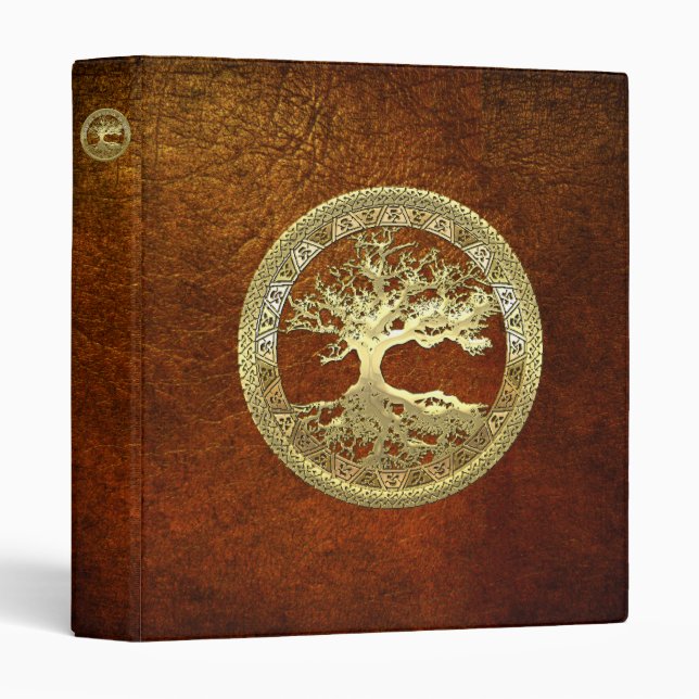 [09] Golden Celtic Tree of Life 3 Ring Binder (Front/Spine)