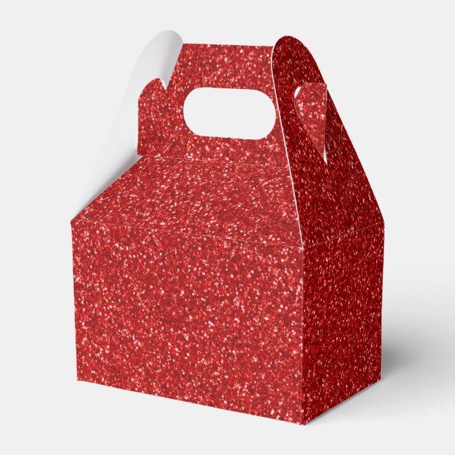09 Red Glitter Print Sparkles Gable Favor Boxes (Front Side)