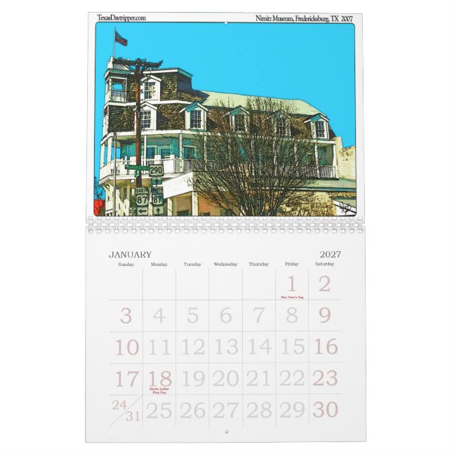 0-2011 Calendar-Fredericksburg, TX Calendar (Jan 2027)