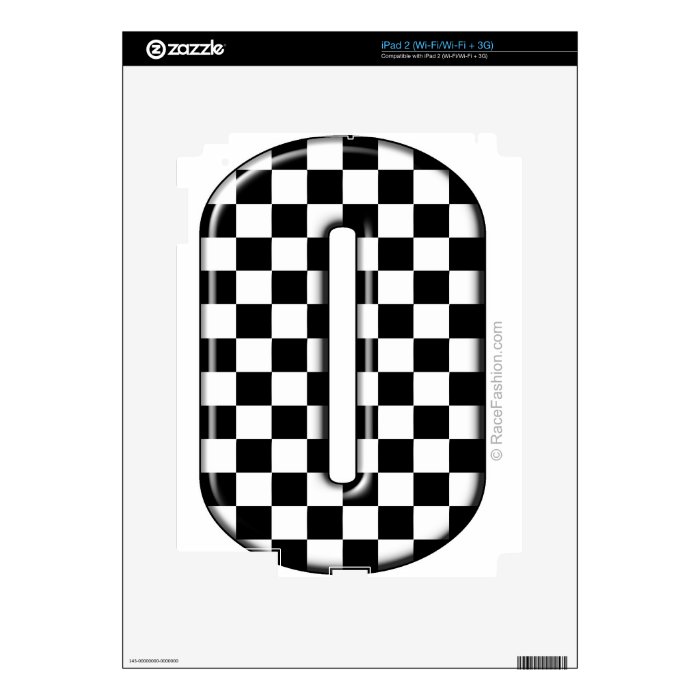 0 checkered auto racing number decal for the iPad 2