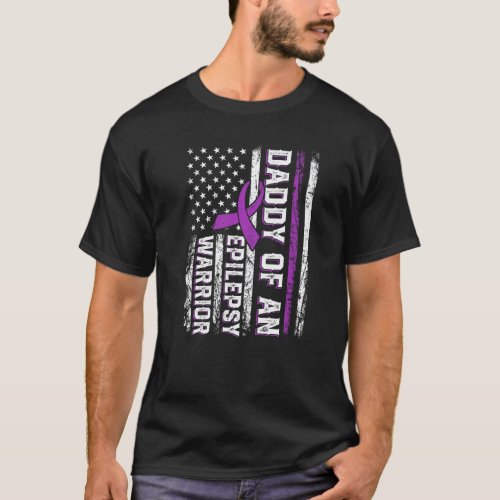 0 Daddy of a Warrior Epilepsy Purple Ribbon Suppor T-Shirt