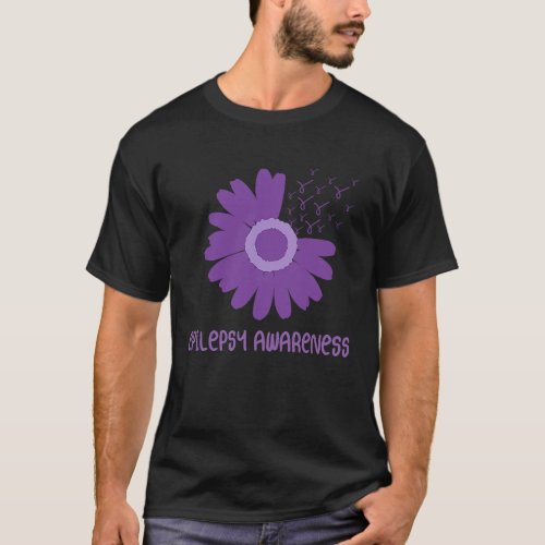 0 daisy ribbon we wear purple for epilepsy Awarene T-Shirt