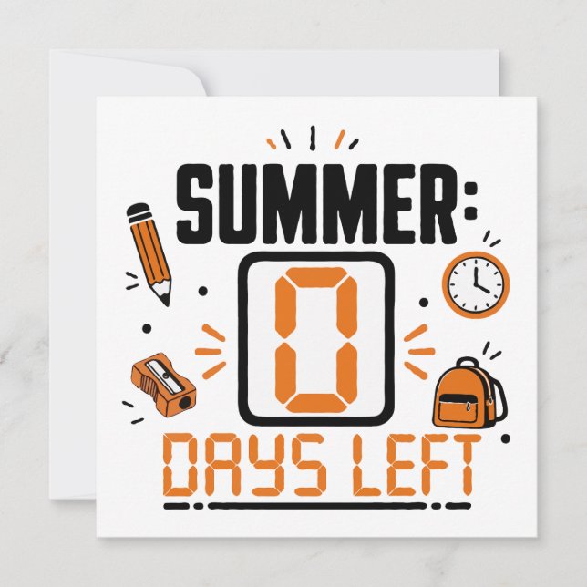 0 Days Left School Countdown Design Card (Front)