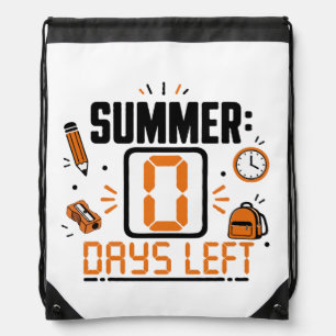 0 Days Left School Countdown Design Drawstring Bag