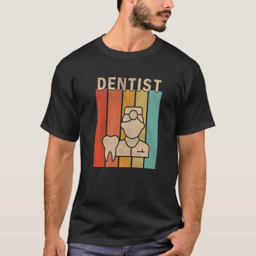 0 Distressed Dentist Men Women Cute Dentist Retro T-Shirt