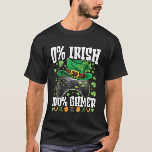 0 Irish 100 Gamer  St Patricks Day Video Games Boy T_Shirt