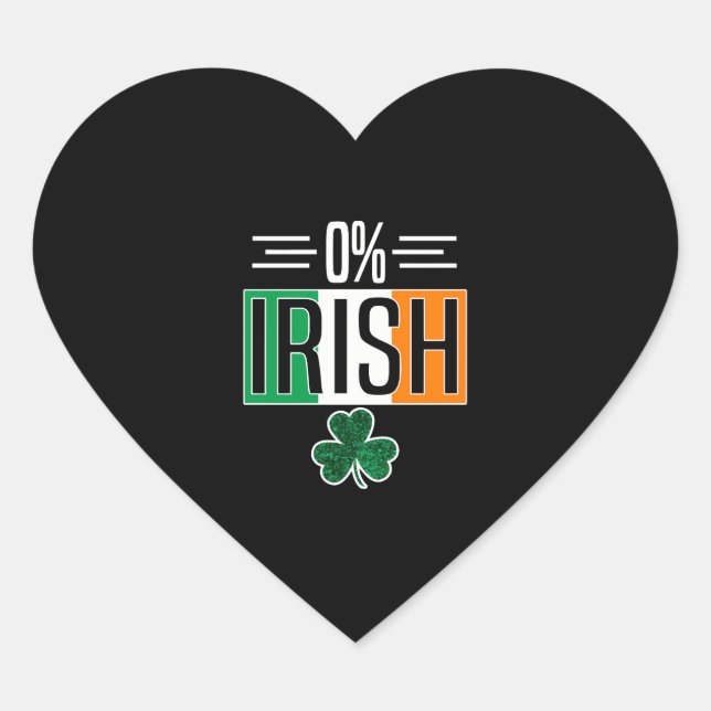 0 Irish St Patricks Day Irish Zero Percent Shmaroc Heart Sticker (Front)