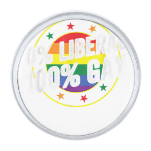 0 Liberal 100  Gay LGBT Design for Conservatives  Silver Finish Lapel Pin