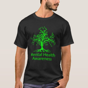 0 Mental Health Awareness Green Ribbon Tree T-Shirt