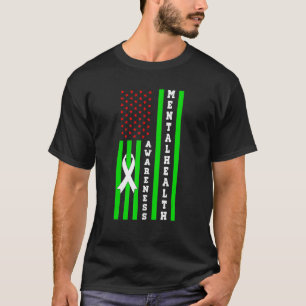 0 Mental Health Awareness On Back Flag American Me T-Shirt