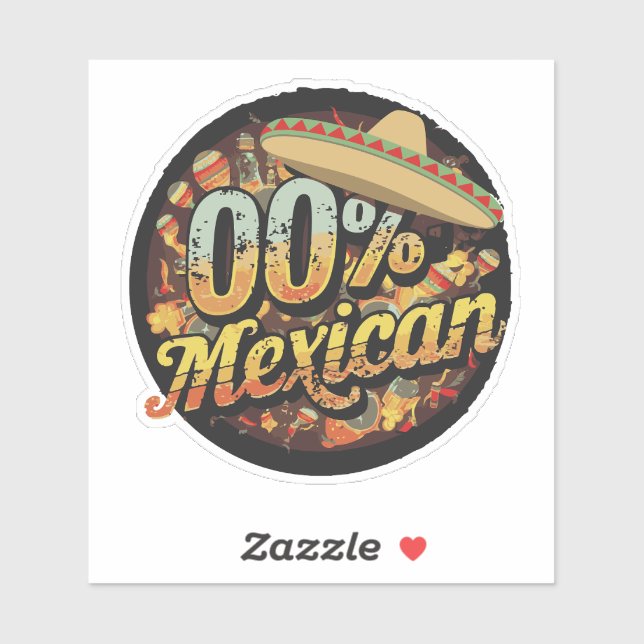 0% Mexican Cinco De Mayo Fiesta Sombrero Mexican Sticker (Sheet)