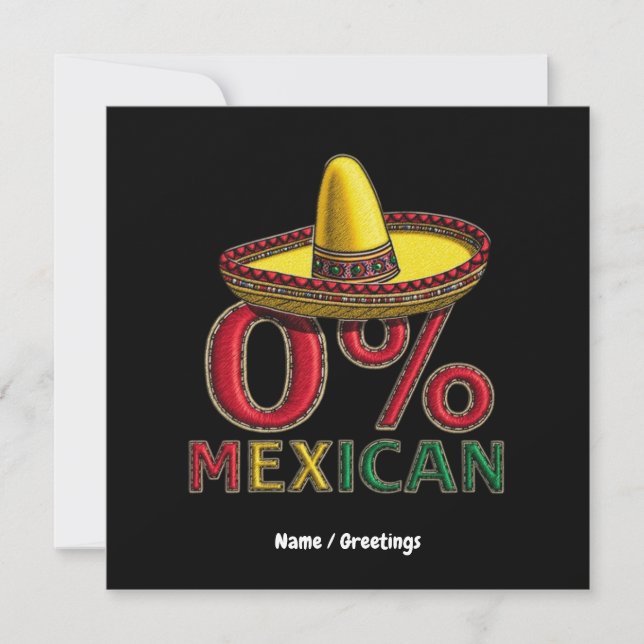  0% Mexican Funny Cinco De Mayo Hilarious  Invitation