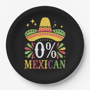 0% Mexican Zero Percent Funny Cinco De Mayo Paper Plates