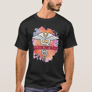 0 Phlebotomy Phlebotomist Caduceus Watercolor T-Shirt