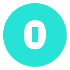 0 Small Round Turquoise Number Stickers by Janz