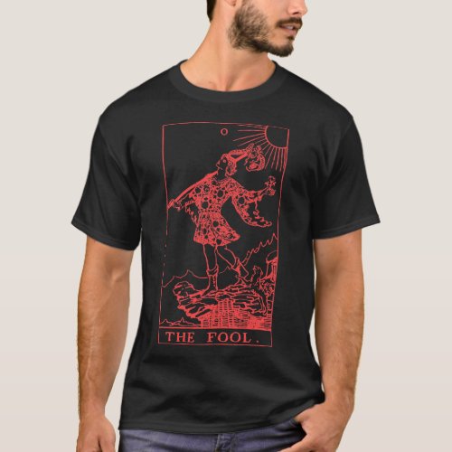 0 The Fool Tarot occult Lucifer 666 Goth Blackcraf T_Shirt