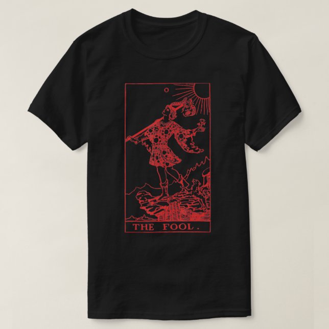 0 The Fool Tarot occult Lucifer 666 Goth Blackcraf T-Shirt (Design Front)
