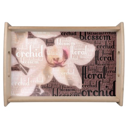 0rchid Floral Blossom Word Cloud Serving Tray