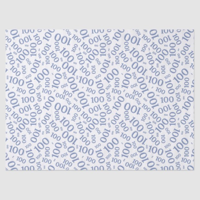 0th Birthday Blue/White Random Number Pattern Tissue Paper (Front)