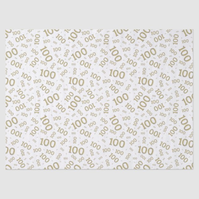 0th Birthday Gold/White Random Number Pattern Tissue Paper (Front)
