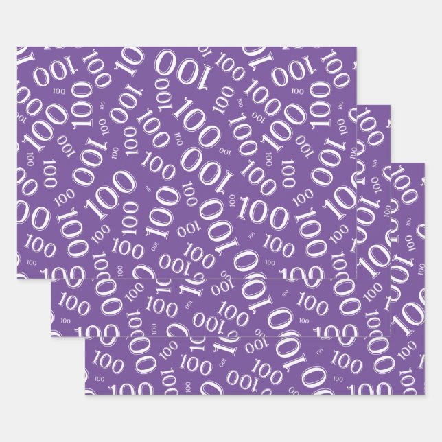 0th Modern Black/White Random Number Pattern Wrapping Paper Sheets (Set)