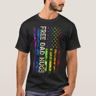 0Y5 Free Dad Hugs America Flag Lgbt Gay Pride For T-Shirt