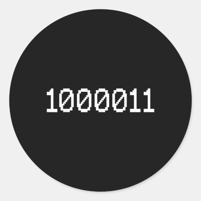 1000011 Binary Code For 67 Funny Tech Meme Compute Classic Round Sticker (Front)